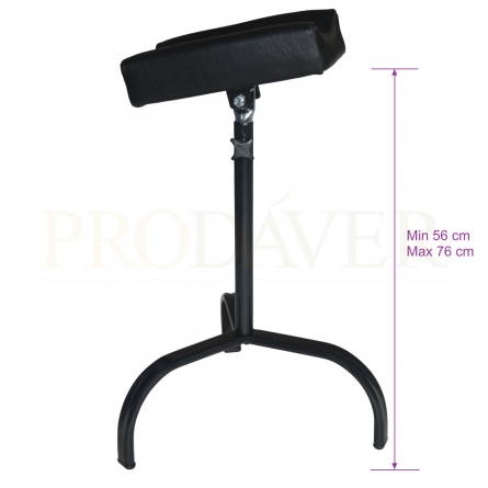 Medidas de apoio de pedicure castanho, com tripé, maximum and minimum adjustable height for pedicure support
