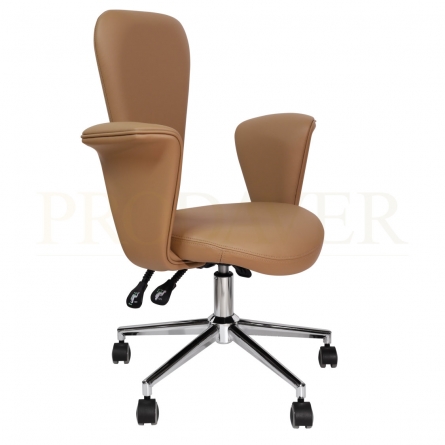 Cadeira de escritório, ergonómica, Função de inclinação, Ajustável em altura, Apoios de braços almofadados, Superfície em PU, Castanha