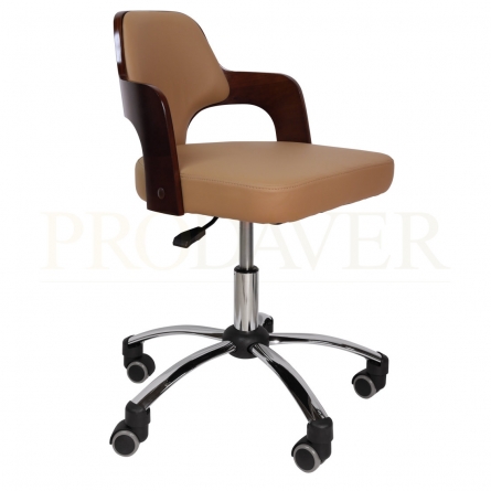 Cadeira com rodas duplas de rolamento suave, encosto almofadado confortável, assento giratório, ajustável em altura, hidráulica para serviço pesado, resistente e durável cor castanha