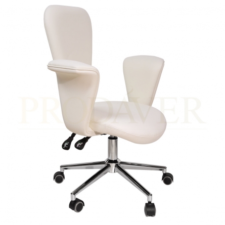 Cadeira de escritório, ergonómica, Função de inclinação, Ajustável em altura, Apoios de braços almofadados, Superfície em PU, Creme