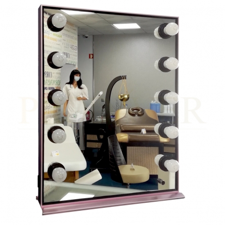 Espelho de maquilhagem com luzes Espelho de Hollywood com 10 lâmpadas. Espelho rose gold com luzes.