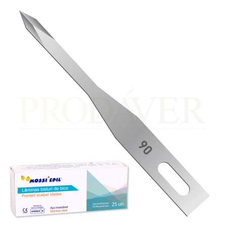 As lâminas de bisturi de bico nr 90 são mais frequentemente utilizadas para cortar ou remover pele.