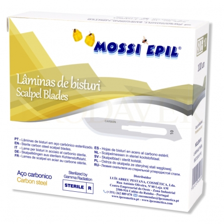 Caixa de lâminas de bisturi nr 10 para funerárias