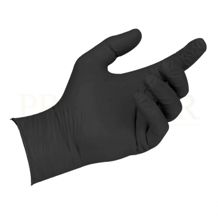 Luvas nitrilo sem pó, 5,5gr. (M), preto, 100un, Nitrile gloves, powder free, 5,5gr. (M), black, 100un