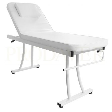 Marquesa - dobrável de 2 secções - com almofada, cor branca, com suporte para rolos, estrutura em metal