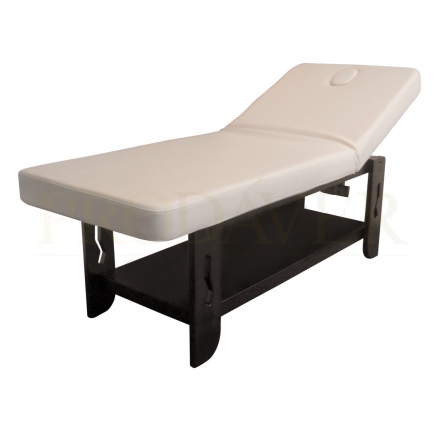 marquesa 2 corpos, orificio e almofada tampa para orificio. Tem 2 barras de apoio. Fixa na altura. cor creme, com prateleira inferior