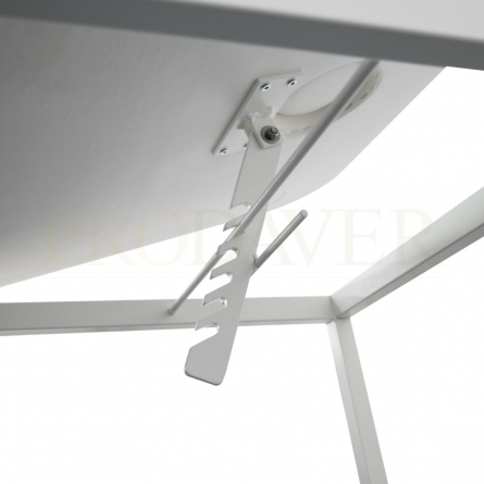 detalhe do sistema de elevação da marquesa de dois corpos