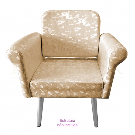 Poltrona de leitura Cadeira de acento, Cadeira Sofá Cadeira com almofada Cadeira de receção Cadeira de lazer para quarto Sala de estar, dourada