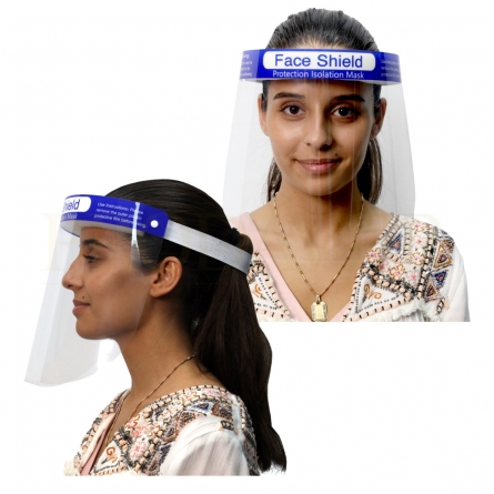 Viseira em PET, para proteção facial. PET facial shield protection.